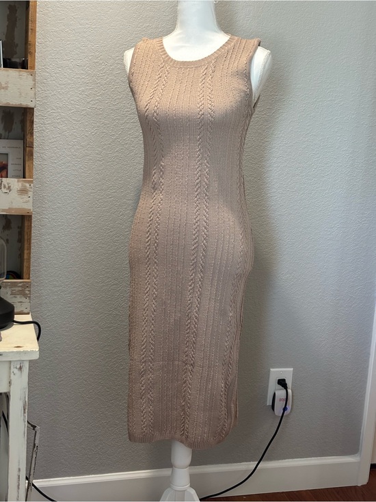 Hem & Thread Dresses & Skirts - Hem&Thread Sleeveless Knit Midi Dress in Taupe